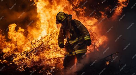 premium ai image fireman working  fire fireman   work