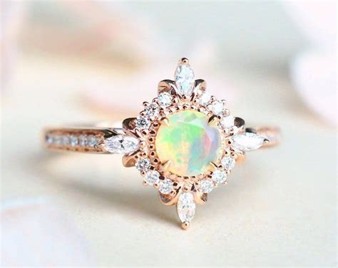 Astrid Opal Engagement Ring Art Deco Opal Engagement Ring Etsy