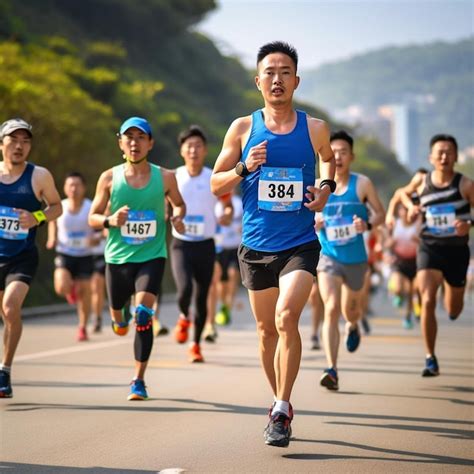 Un Grupo De Personas Corriendo En Un Maratón Foto Premium