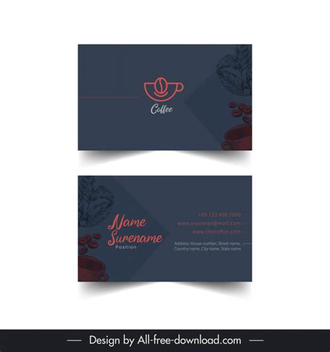 Coffee Business Card Template Elegant Dark Design Vectors Images