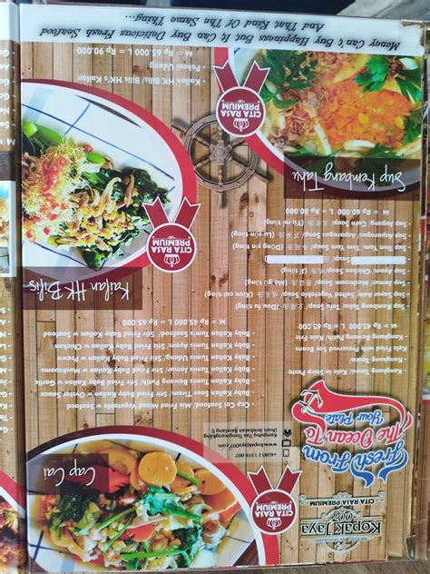 Menu At Kopak Jaya Kelong Seafood Batam Restaurant Batam