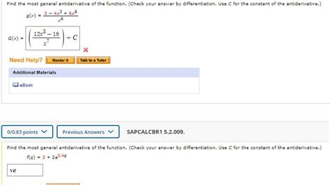 Solved Find The Most General Antiderivative Of The Function Chegg