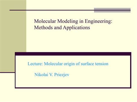 Molecular Origin Of Surface Tension At Liquid Vapor Interfaces Ppt