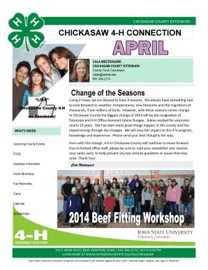 Fillable Online Extension Iastate Change Of The Seasons CHICKASAW 4 H