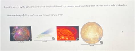 Solved Rank the objects by the Schwarzschild radius they | Chegg.com