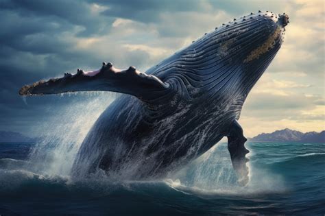 Premium Ai Image Humpback Whale Jumping Out Of The Water D Rendering