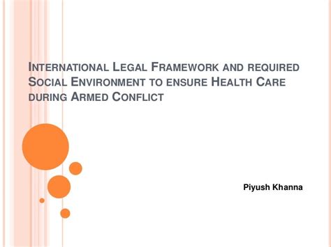 International Legal Framework And Required Social Environment To