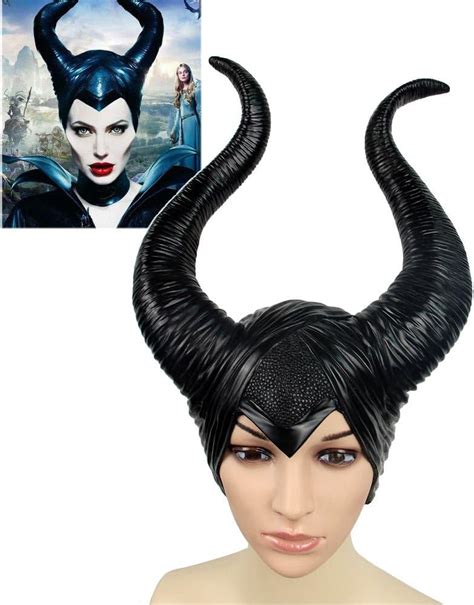 Latex Maleficent Hat Horns Evil Black Queen Headpiece Cosplay Headwear