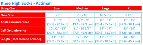 Compression Socks Size Chart | Doctor Brace Actiman