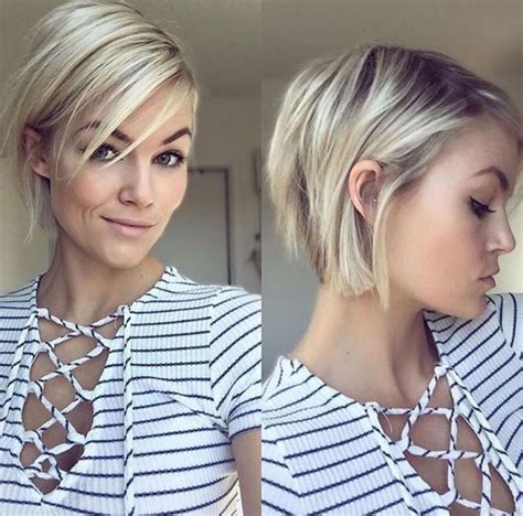 Platinum Blonde Side Part Bob Short Blonde Haircuts Oval Face