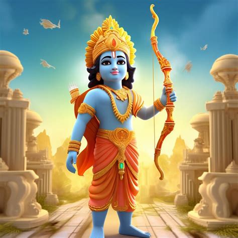 Premium Ai Image Lord Ram In 3d With Bow At Ayodhya Ram Mandir