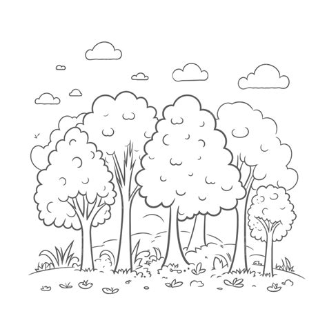 Dibujo De El Bosque Para Colorear P Ginas Esquema Bosquejo Vector Png