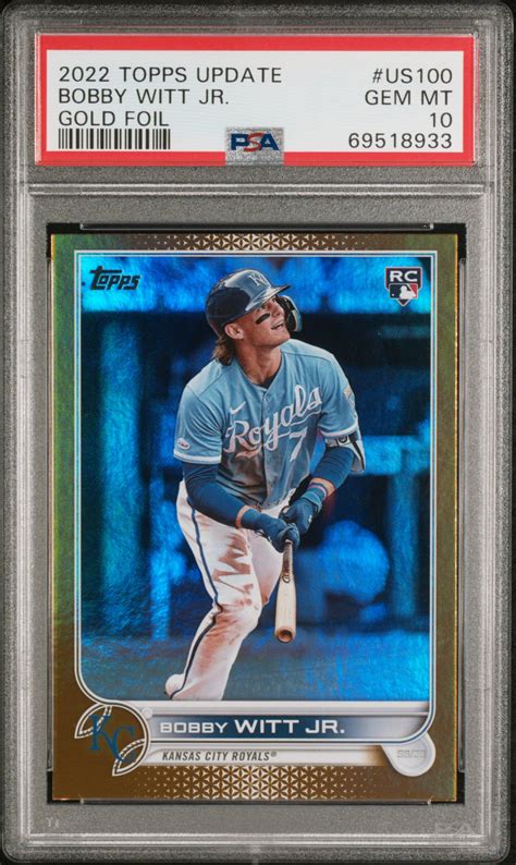 2022 Topps Update Bobby Witt Jr Us100 Gold Foil Rc Psa 10 Myslabs