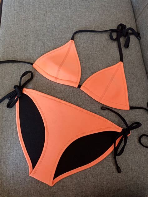 Orange Neoprene Bikini Women S Fashion Swimwear Bikinis Swimsuits On Carousell