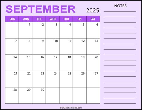 Free Printable September 2025 Calendar With Notes 2025 Olga Tiffie