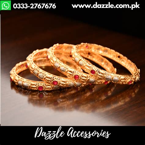 Set Of 4 Gold Plated Bangles Dazzle Accessories