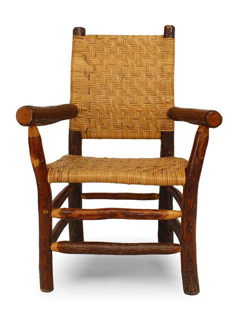 American Rustic Old Hickory Woven Arm Chairs