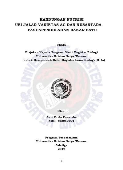 KANDUNGAN NUTRISI UBI JALAR VARIETAS AC DAN NUSANTARA PASCAPENGOLAHAN