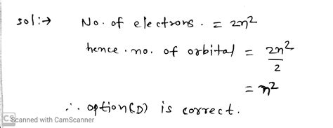 The Total Number Of Orbitals In An Energy Level Designated By Principal