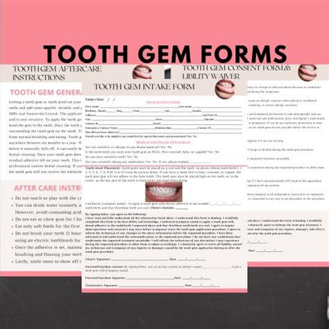 Editable Tooth Gem Consent Form Template Etsy