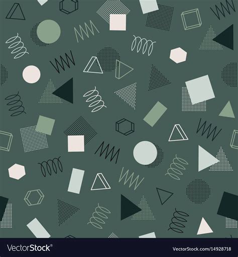 Retro Memphis Geometric Line Shapes Seamless Vector Image