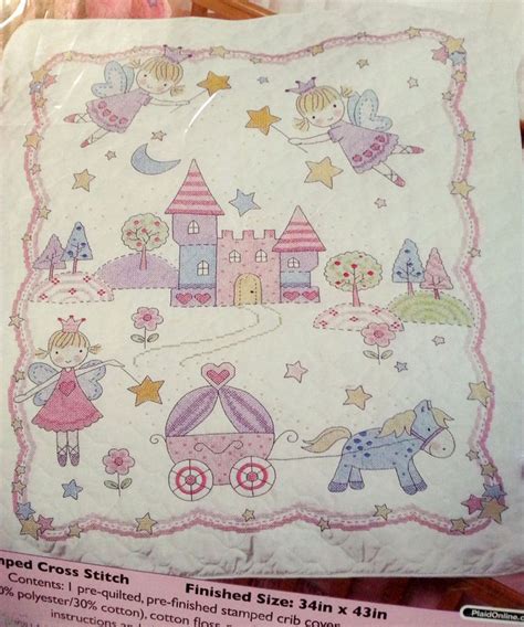 Bucilla Cross Stitch Kit Baby Quilt Princess Crib Cover Stamped Fairies