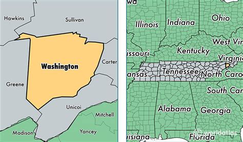 Washington County Tn Map - Cities And Towns Map