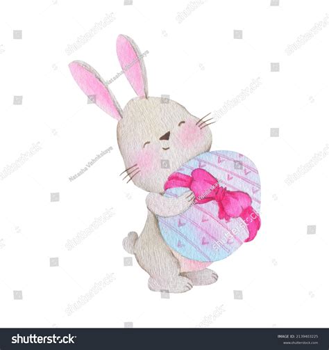 Сute Easter Bunny Big Egg His Stock Illustration 2139403225 Shutterstock