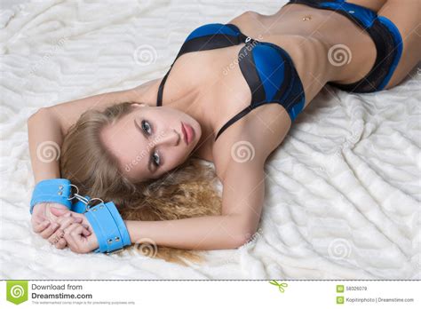 Hot Naked Blond With Handcuffs Stock Image Image Of Freedom Caucasian