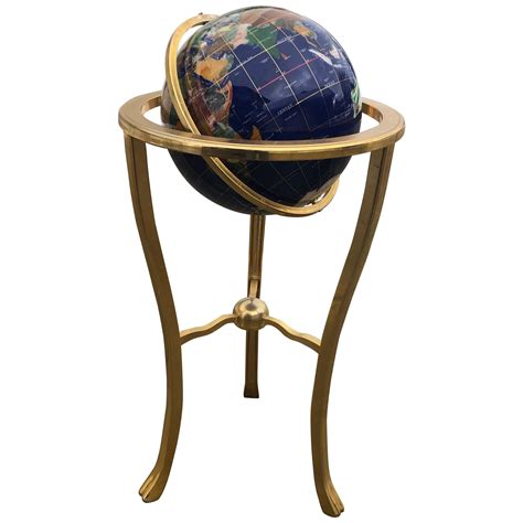 Midcentury Lapis World Globe On Brass Stand At Stdibs Lapis Globe On