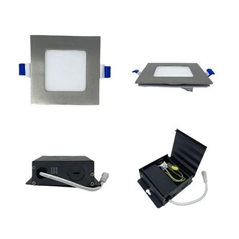 DawnRay 4 In Square Brushed Nickel Slim LED Recessed Light Kit 1 Pack