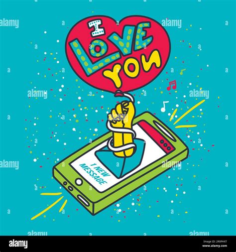 I Love You Hand Drawn Lettering Romantic Sms Illustration Valentine