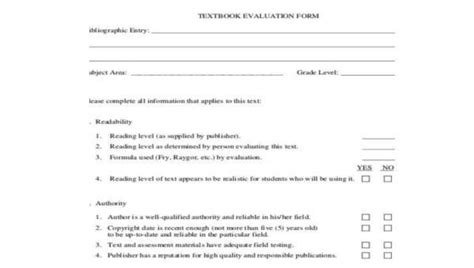 FREE 7 Sample Textbook Evaluation Forms In PDF MS Word