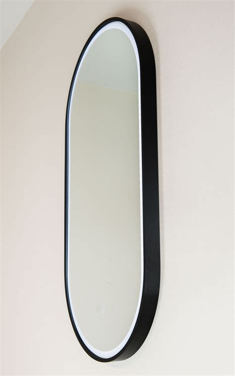 Gatsby Pill Shaped Led Mirror With Matt Black Frame Luxe Mirrors