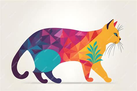 Premium Ai Image A Colorful Cat Illustration Design Is Standing On A