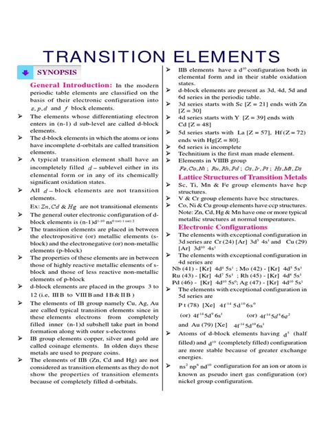 An In-Depth Review of the Properties and Characteristics of Transition ...