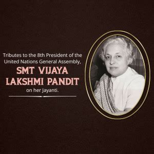 Vijaya Lakshmi Pandit Jayanti images, poster & Banner | Brands.live