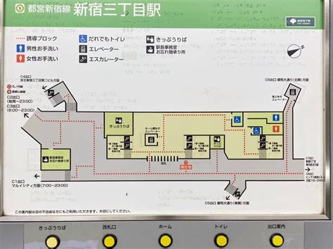 【駅の構内図】新宿三丁目駅のわかりやすい構内案内図の画像と出口 カフェ巡りとライブ参戦日記