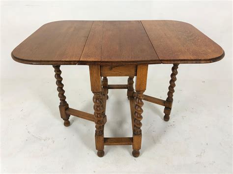 Antique Oak Barley Twist Gateleg Table Drop Leaf Table Scotland 1920