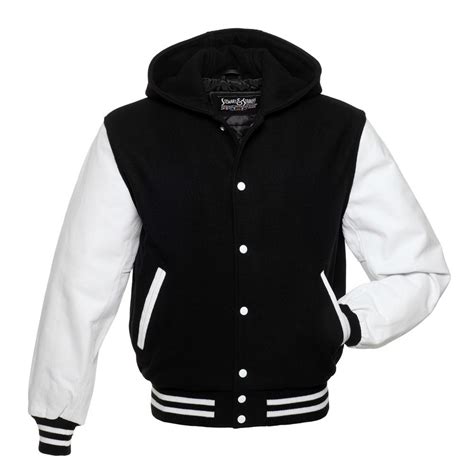 Buy Stewart And Strauss H301 5xl Hoodie Black Wool White Leather Varsity