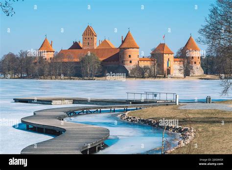 Mittelalterliche Burg Von Trakai Vilnius Litauen Osteuropa Zwischen