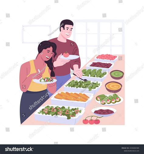 Vegetarian Buffet Isolated Cartoon Vector Illustrations Stock Vector ...