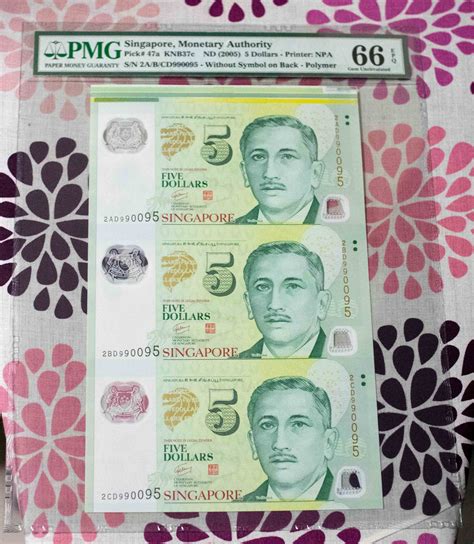 Reserved Singapore Portrait Gct Dollars In Uncut Sheet Pmg