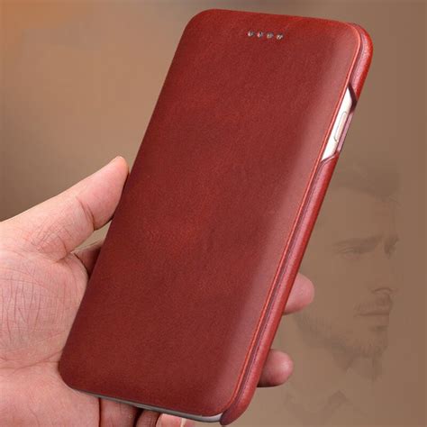 Funda Con Tapa De Cuero Genuino De Vaca Para Iphone Carcasa