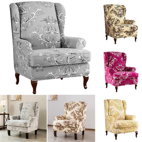 Buy Floral Print Stretch Protector Wingback Chair Covers Recliner Wing