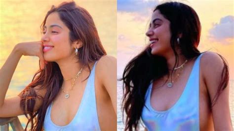 Janhvi Kapoor Shares Photos In Low Back Holographic Monokini From