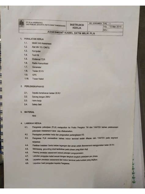 Sop Assessment Kabel Sktm Pdf