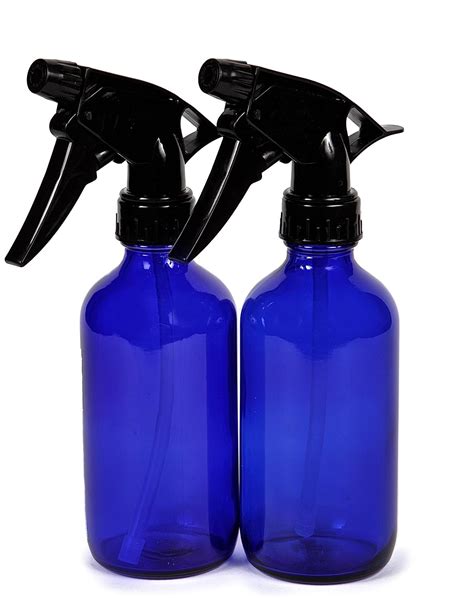 Vivaplex 2 Large 8 Oz Empty Cobalt Blue Glass Spray Bottles With Black Trigger