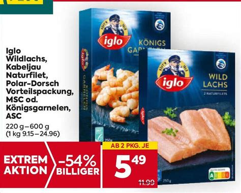 Iglo Wildlachs Kabeljau Naturfilet Polar Dorsch Vorteilspackung MSC