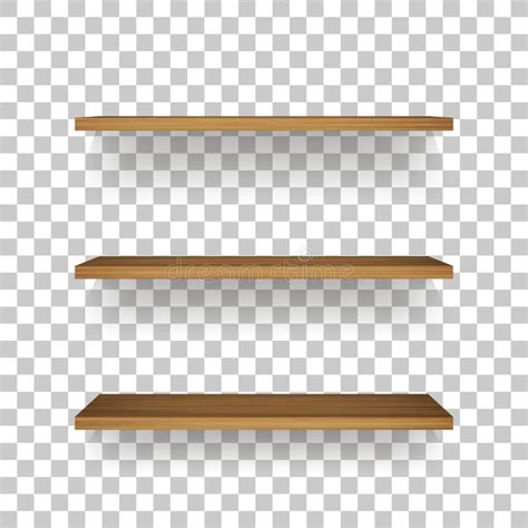 Wooden Shelf On Transparent Background With Soft Shadow Stock Vector